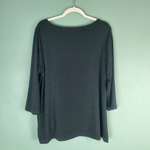 Chico's Travelers Black Knot Front Travel Knit Top Size 3 or US 16/18 - Picture 2 of 6